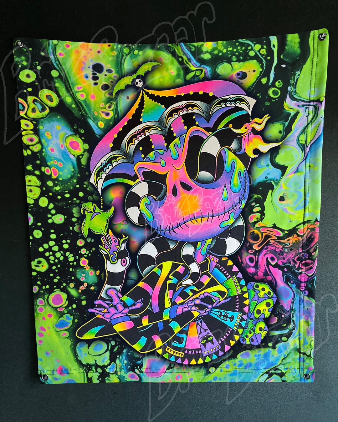 アート　ジル・べラック/Gilles Bailac BeetleJack Blacklight Tapestry – Gothic Mashup Wall Art – Brizbazaar