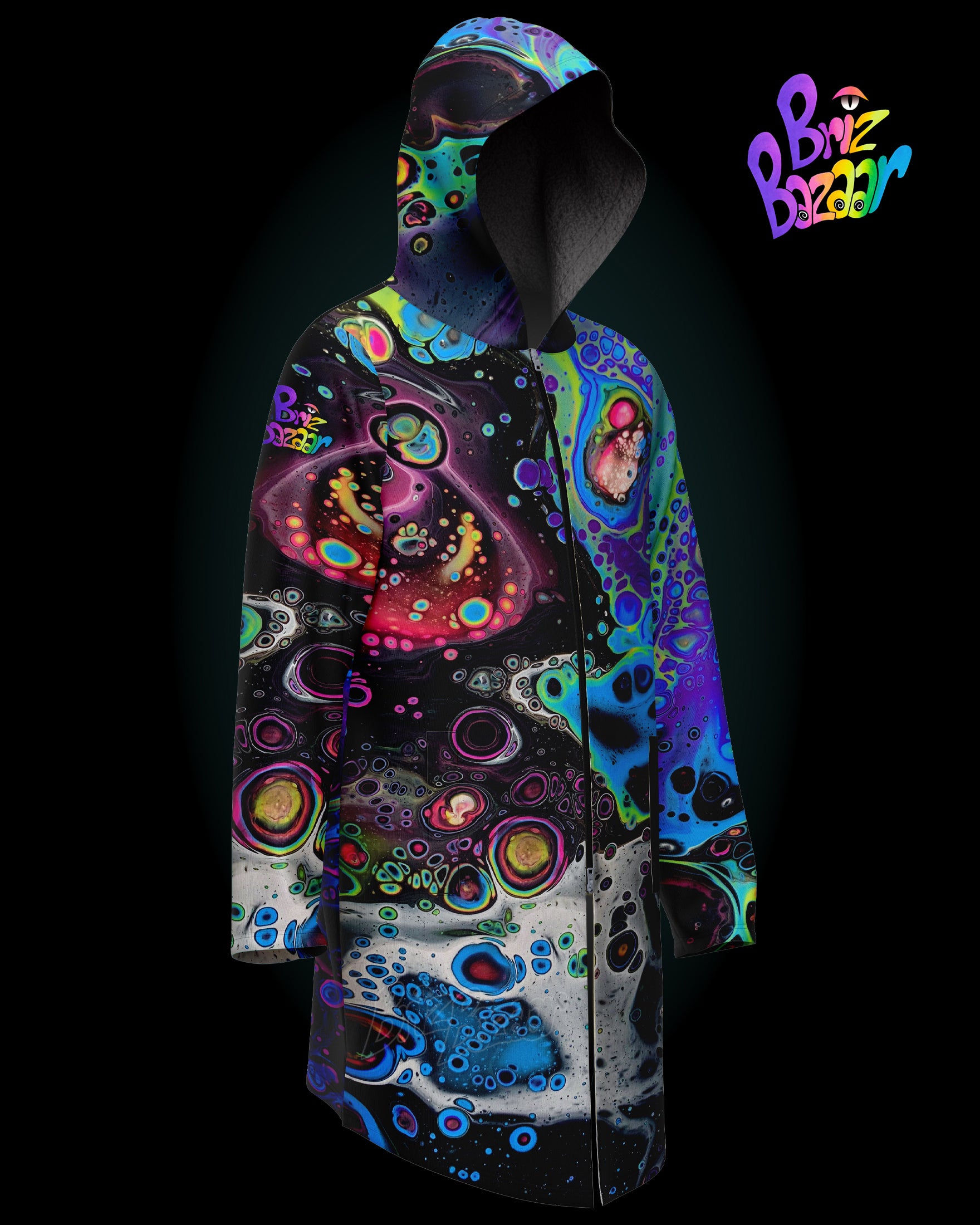 Cosmic Trip Rebel Cloak – Psychedelic Fluid Art Streetwear – Brizbazaar
