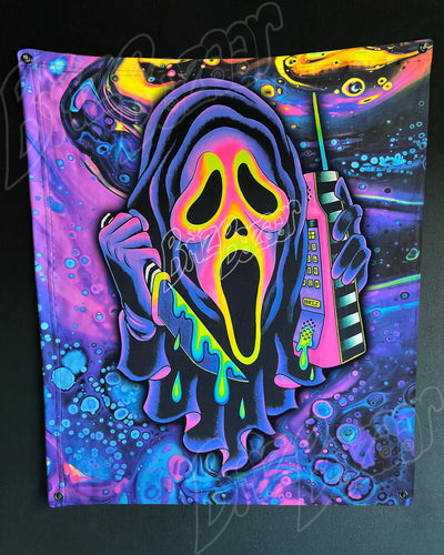 Custom Fluid UV Tapestry of Ghost Mask