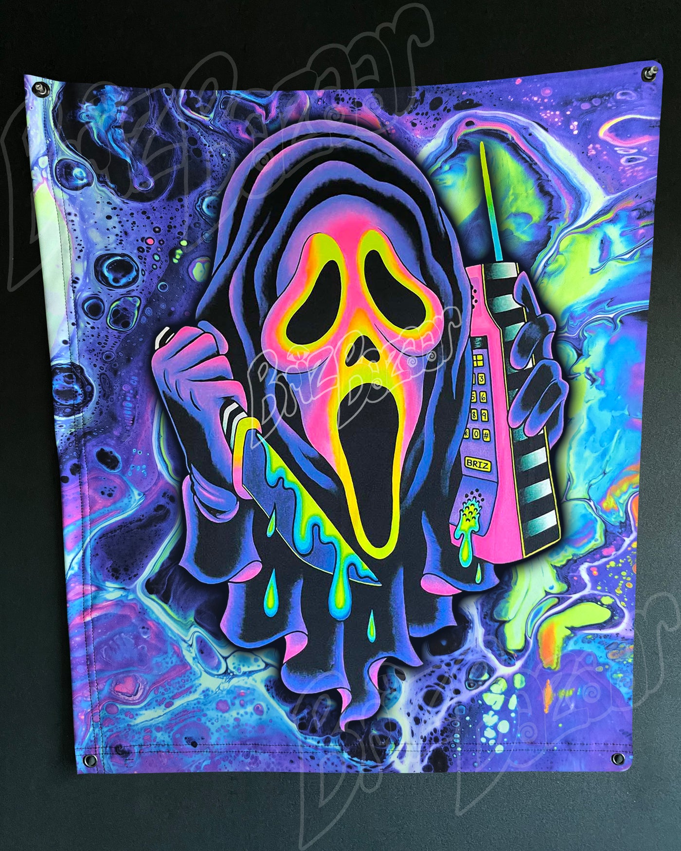 Custom Fluid UV Tapestry of Ghost Mask