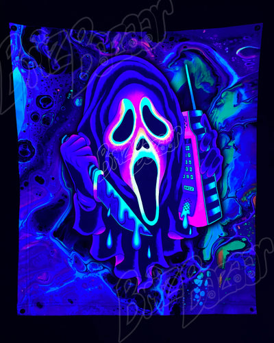 Custom Fluid UV Tapestry of Ghost Mask