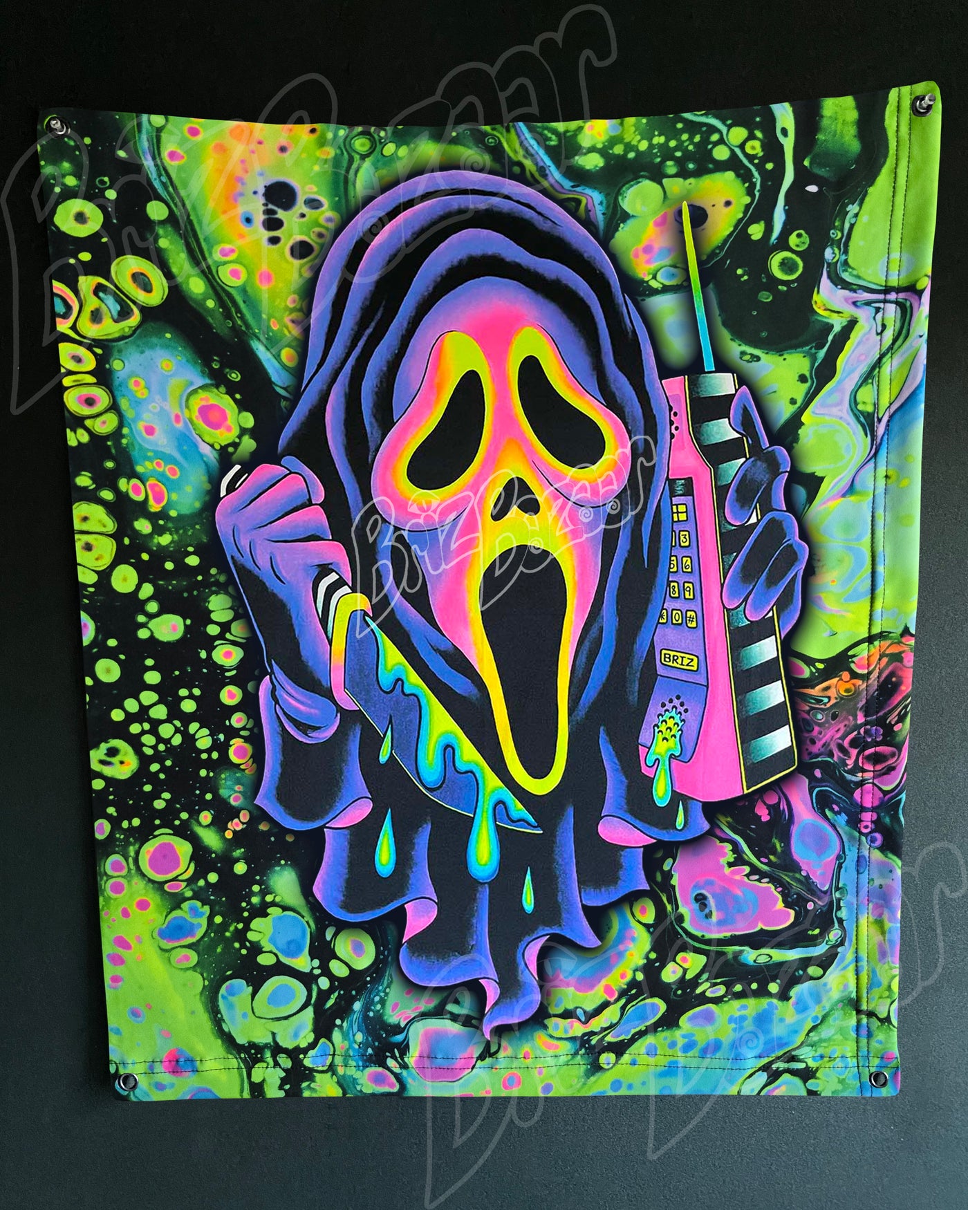 Custom Fluid UV Tapestry of Ghost Mask