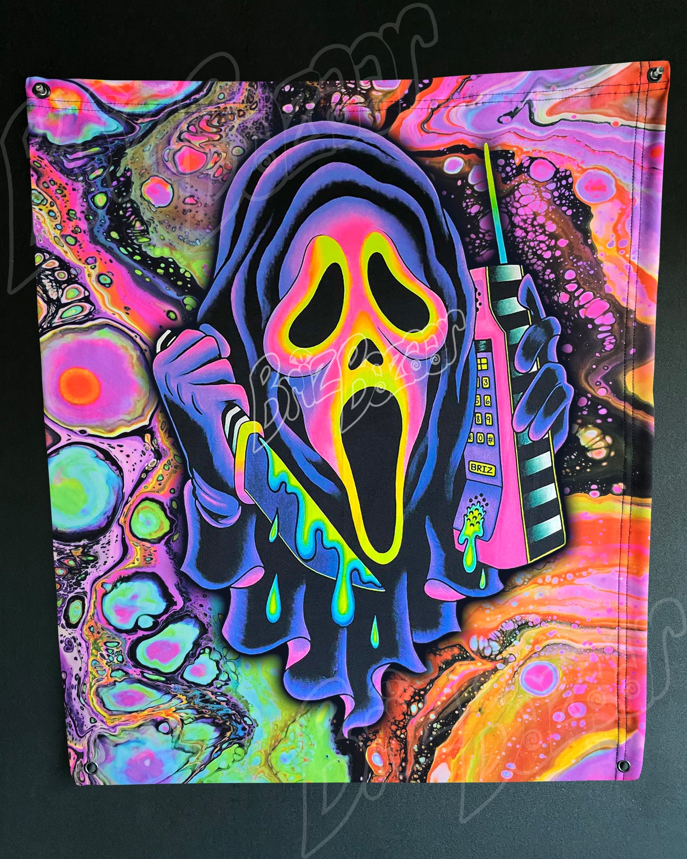 Custom Fluid UV Tapestry of Ghost Mask