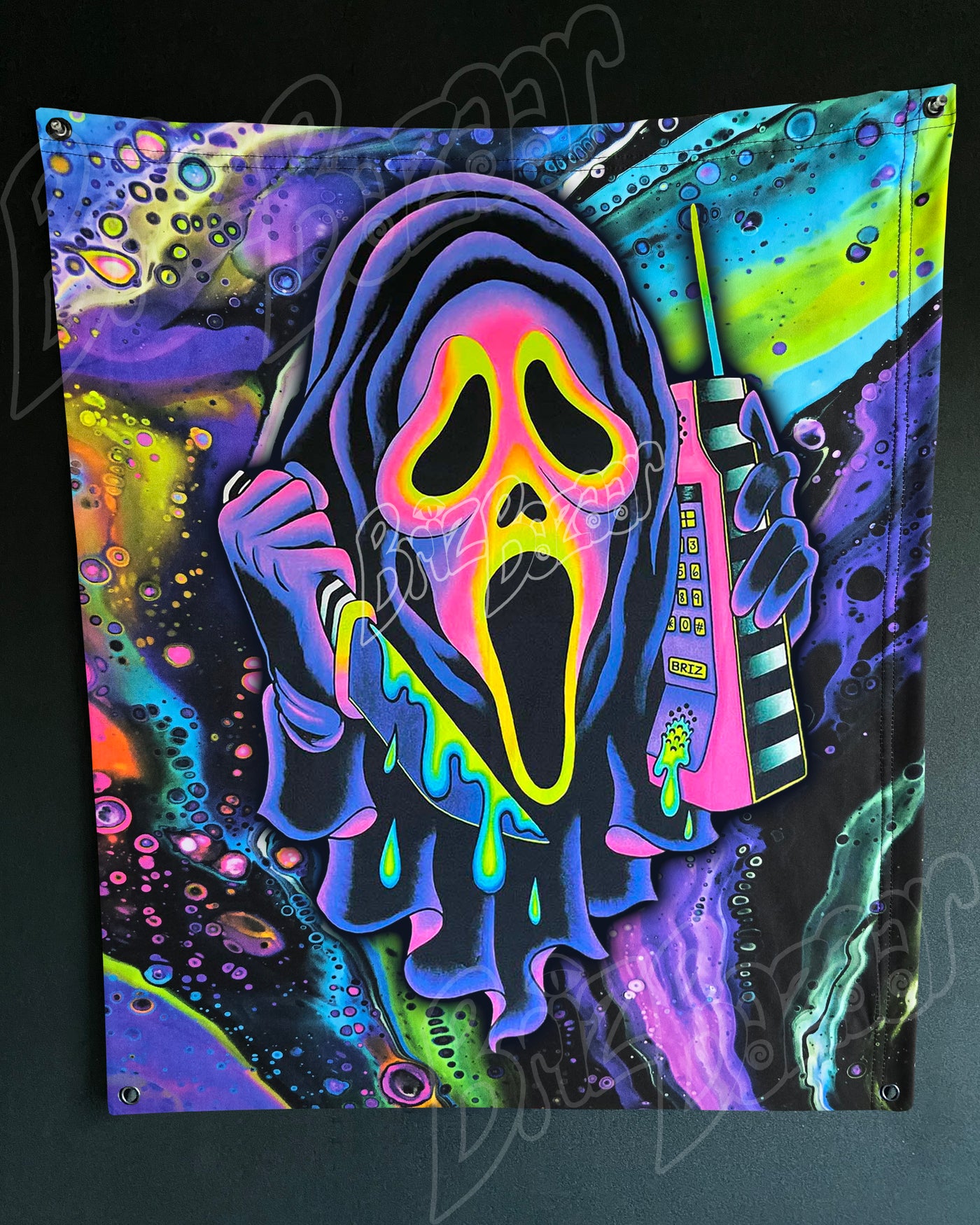 Custom Fluid UV Tapestry of Ghost Mask