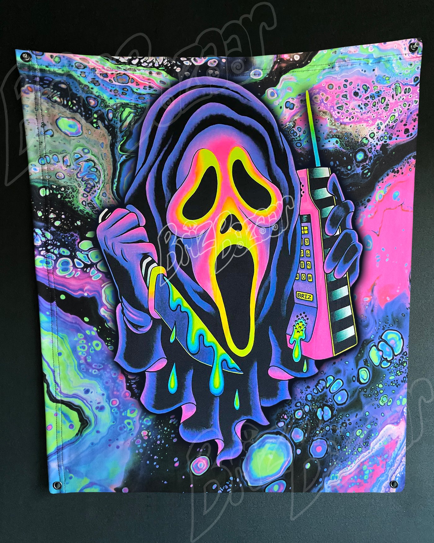 Custom Fluid UV Tapestry of Ghost Mask