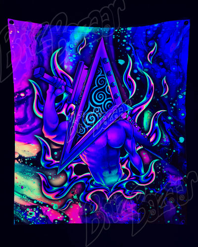 Custom Fluid UV Tapestry of PyraBriz Head