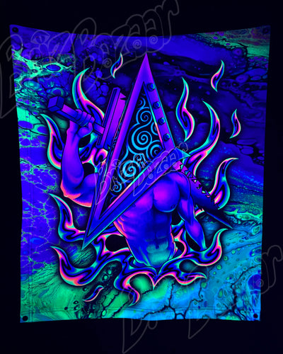 Custom Fluid UV Tapestry of PyraBriz Head