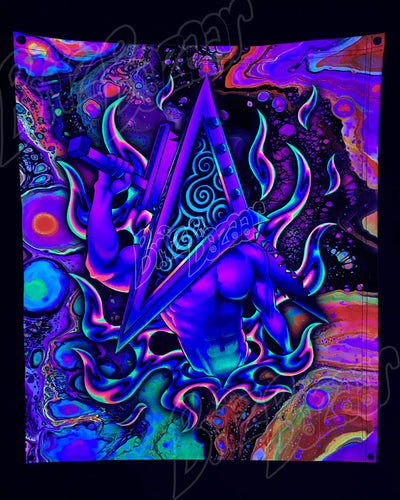 Custom Fluid UV Tapestry of PyraBriz Head