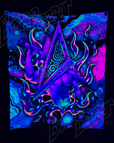 Custom Fluid UV Tapestry of PyraBriz Head