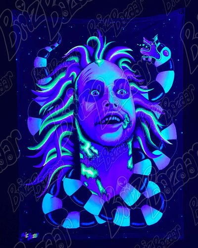 Blacklight Reactive Tapestry of STONED & UNUSUAL