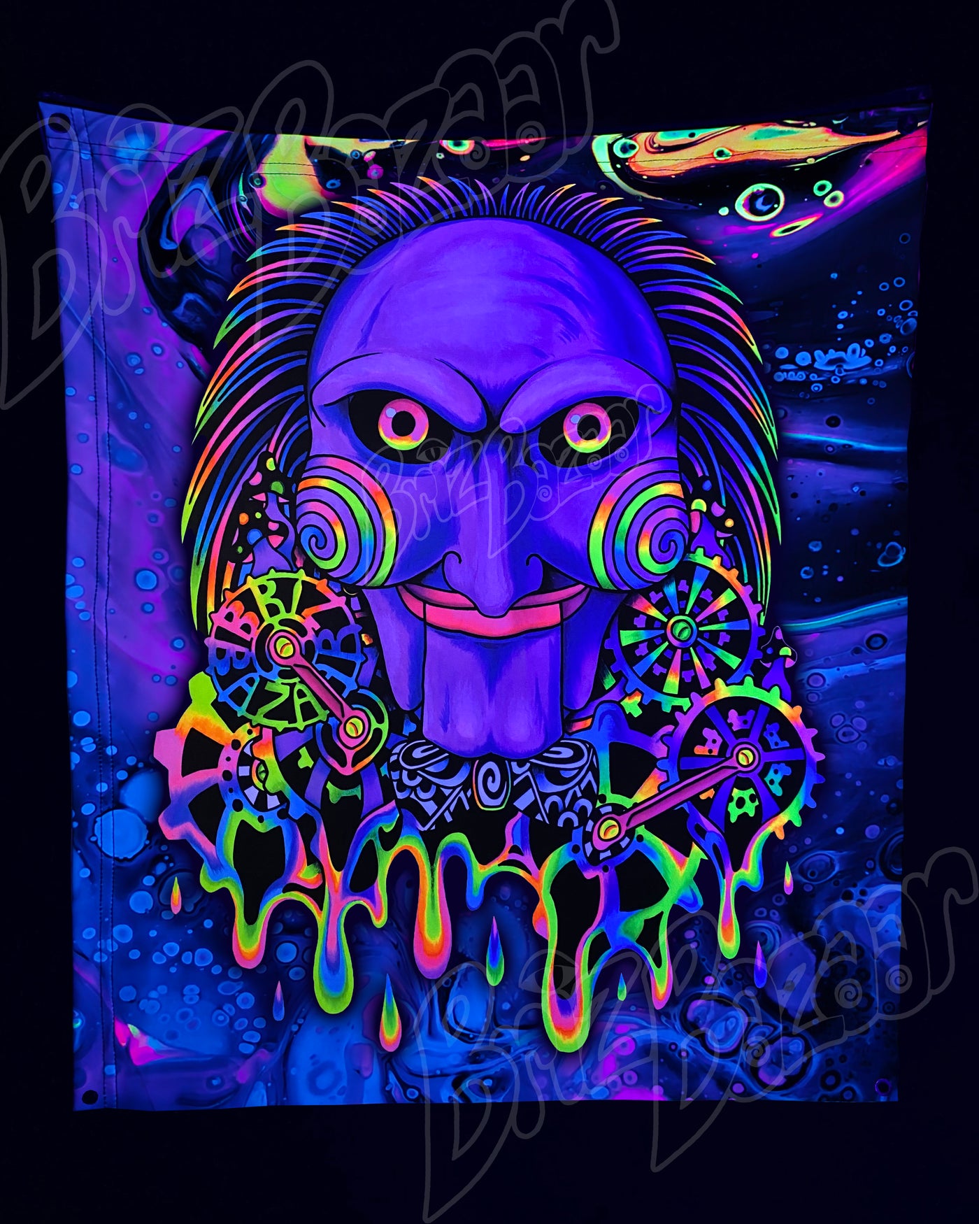 Custom Fluid UV Tapestry of PSYcho Puppet