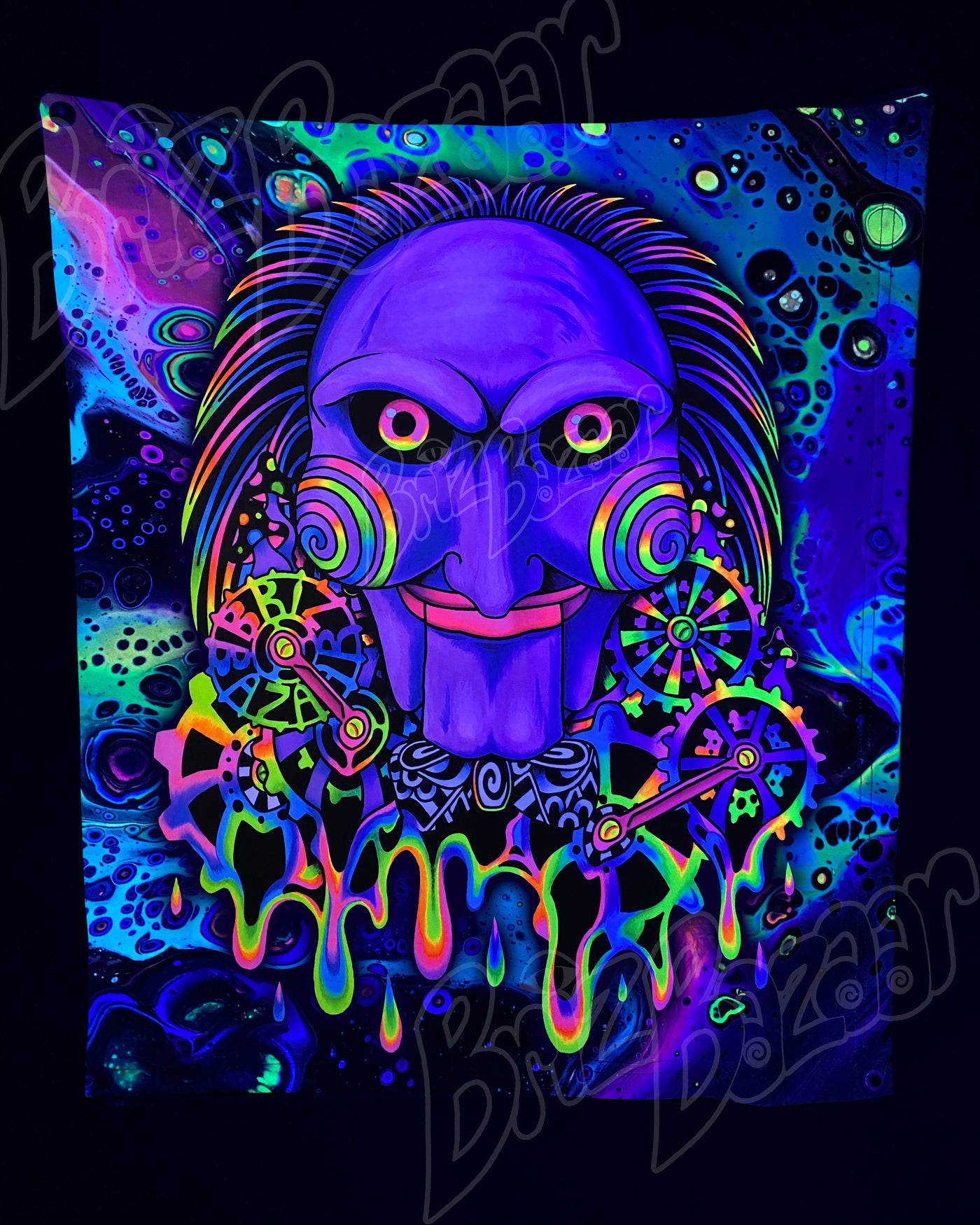 Custom Fluid UV Tapestry of PSYcho Puppet