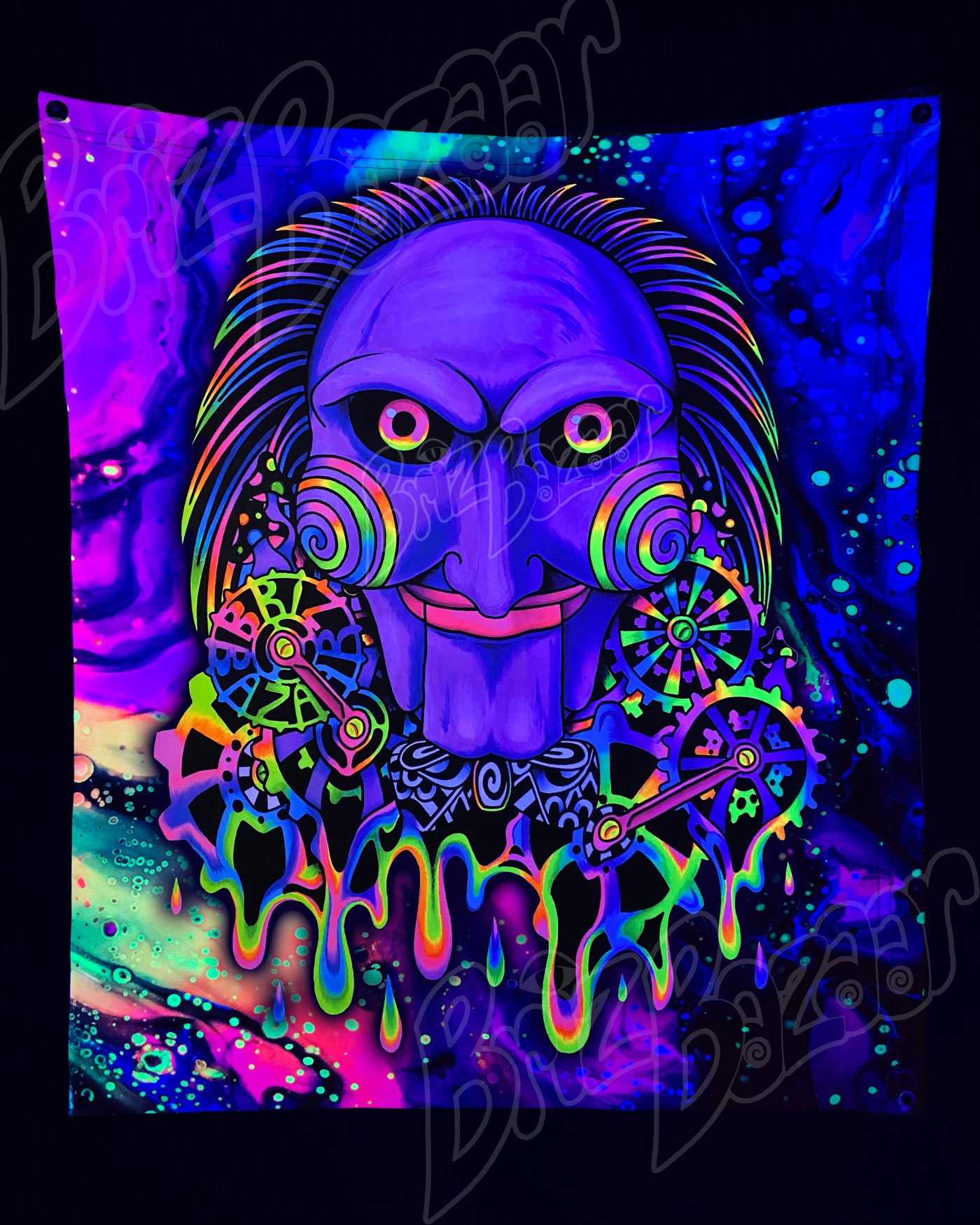 Custom Fluid UV Tapestry of PSYcho Puppet