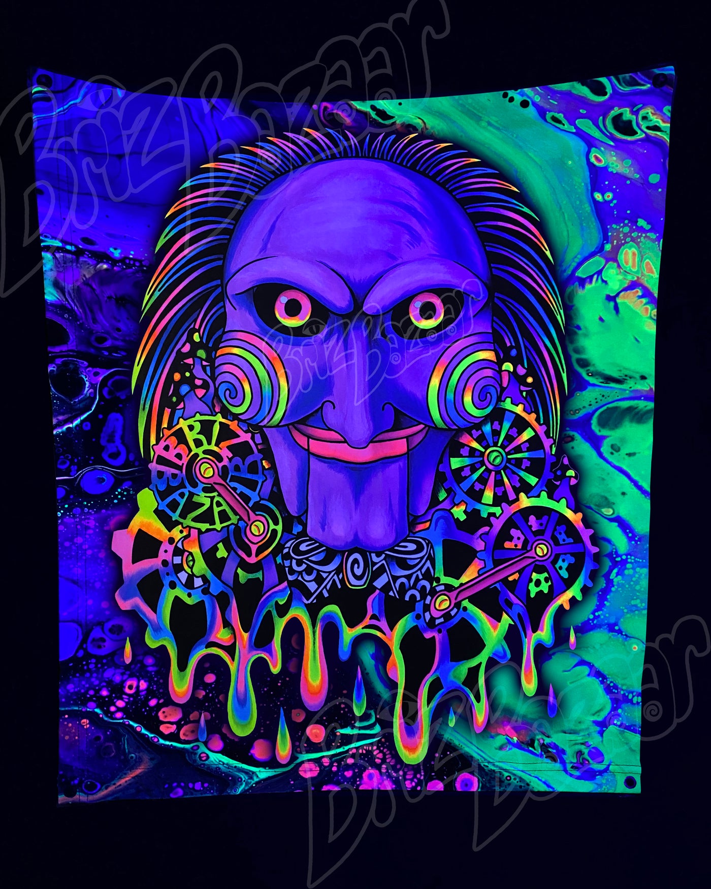 Custom Fluid UV Tapestry of PSYcho Puppet
