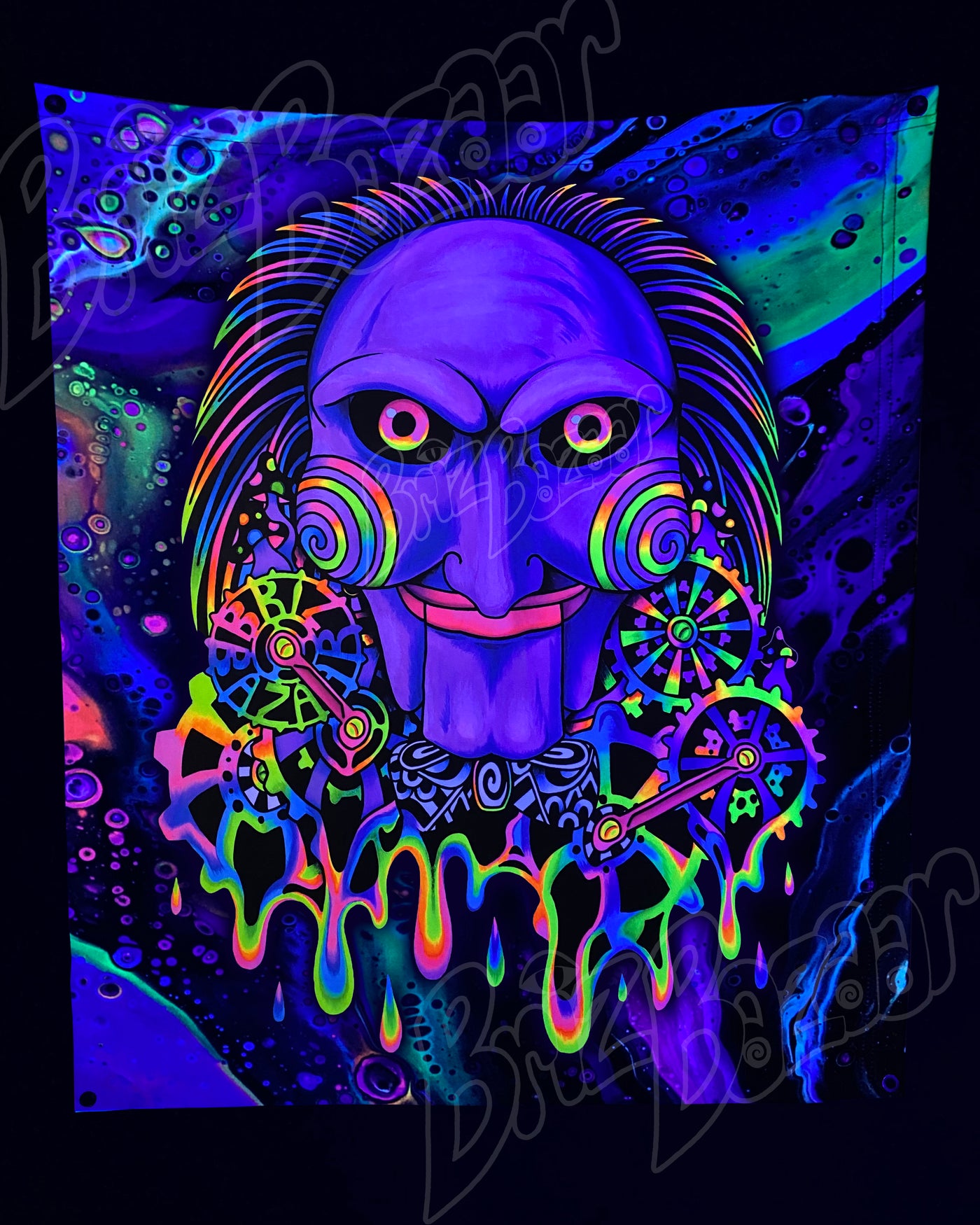 Custom Fluid UV Tapestry of PSYcho Puppet