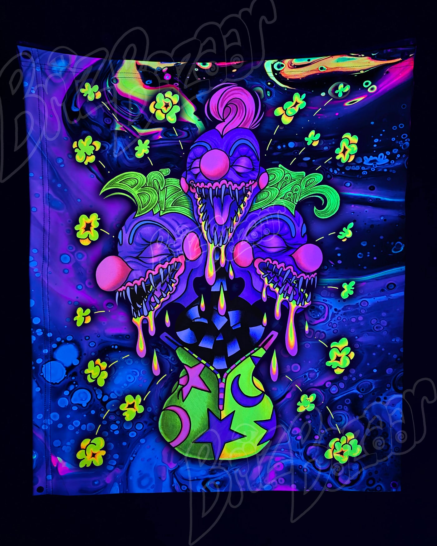 Custom Fluid UV Tapestry of Kosmic Klownz