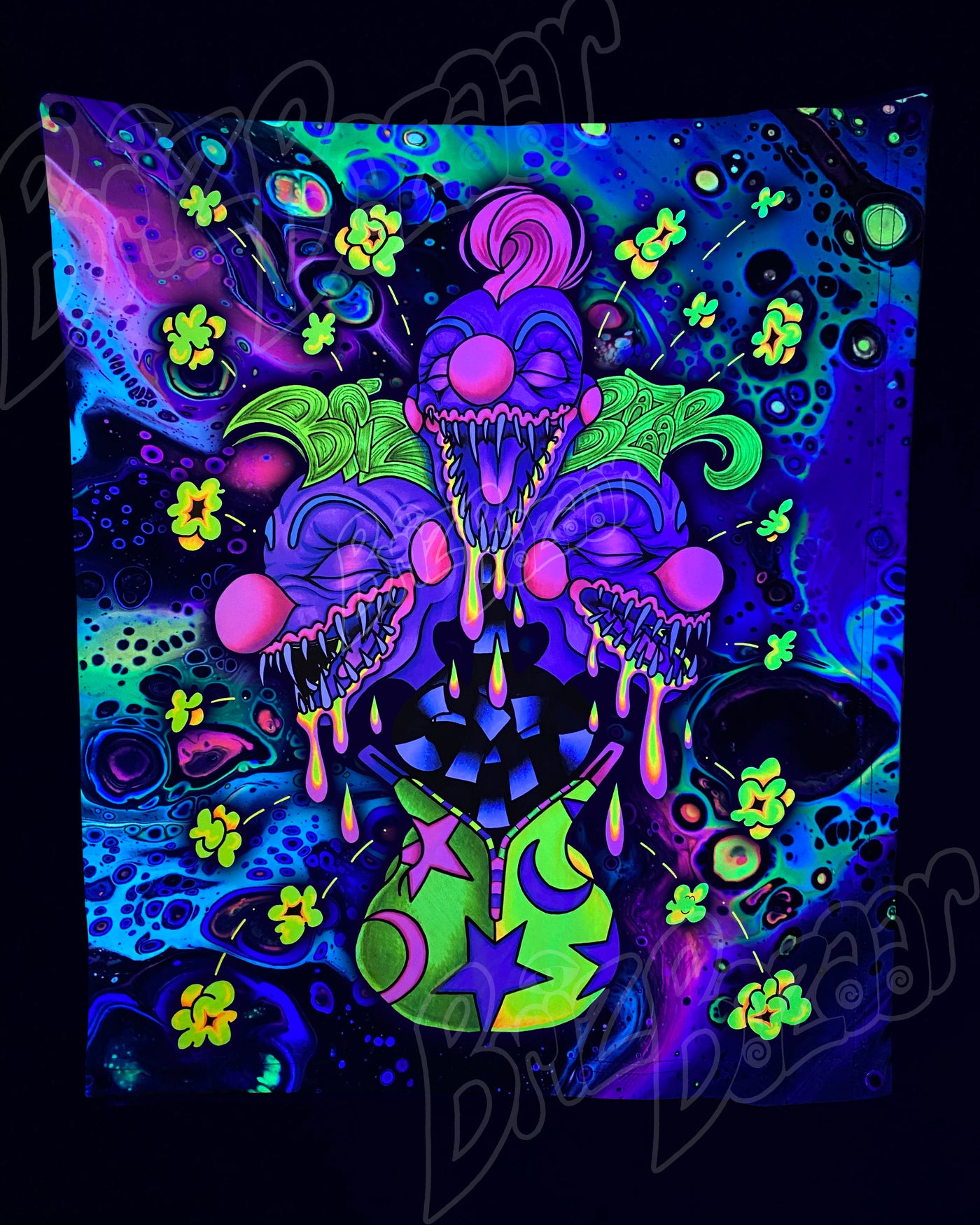 Custom Fluid UV Tapestry of Kosmic Klownz