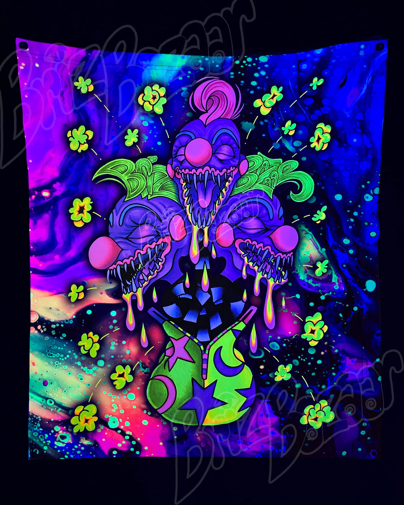 Custom Fluid UV Tapestry of Kosmic Klownz