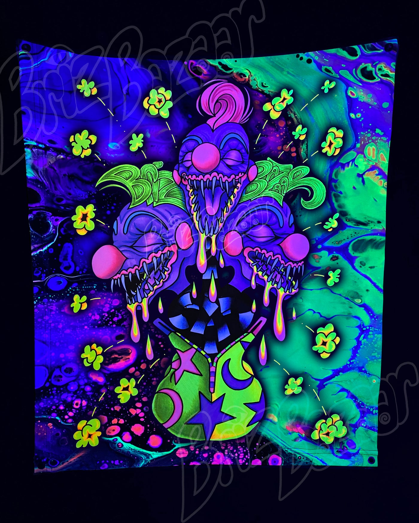 Custom Fluid UV Tapestry of Kosmic Klownz
