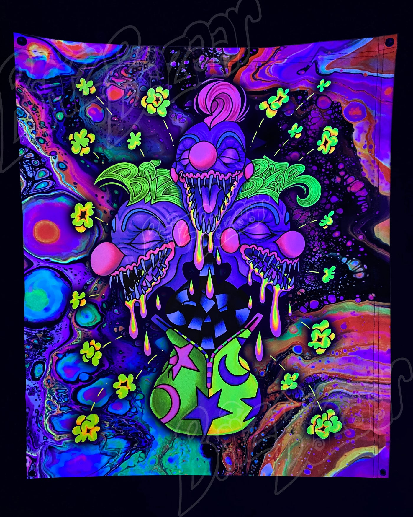 Custom Fluid UV Tapestry of Kosmic Klownz