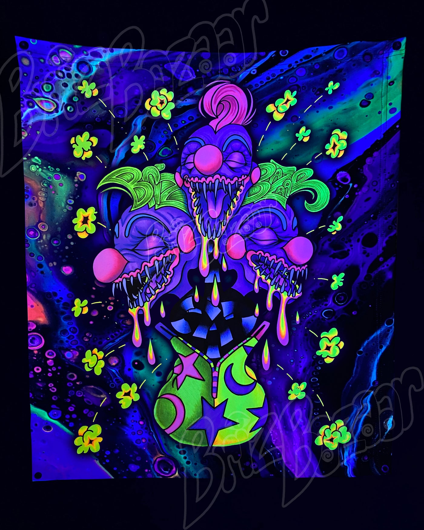 Custom Fluid UV Tapestry of Kosmic Klownz