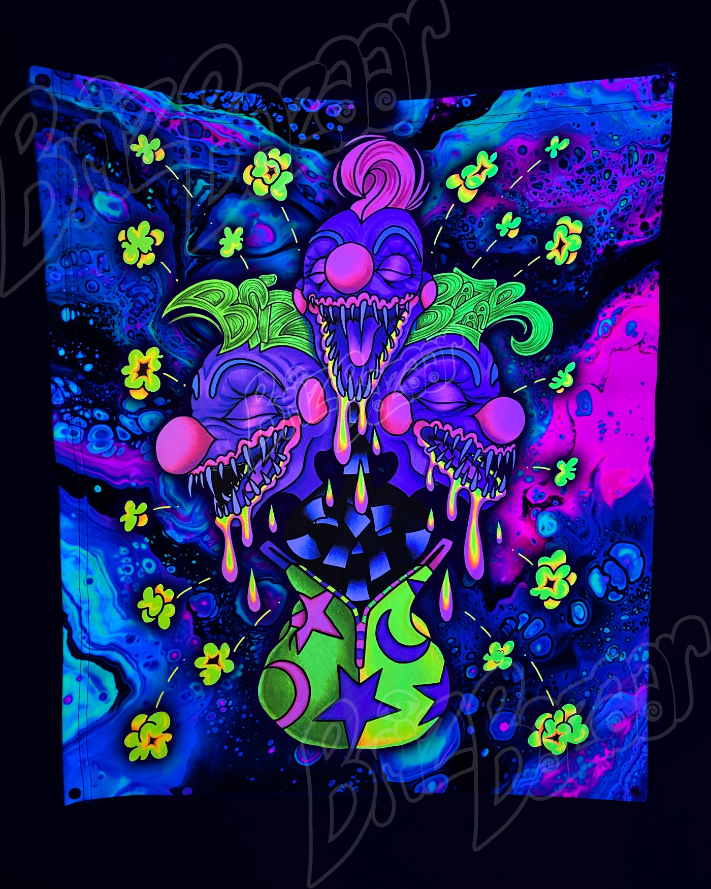 Custom Fluid UV Tapestry of Kosmic Klownz