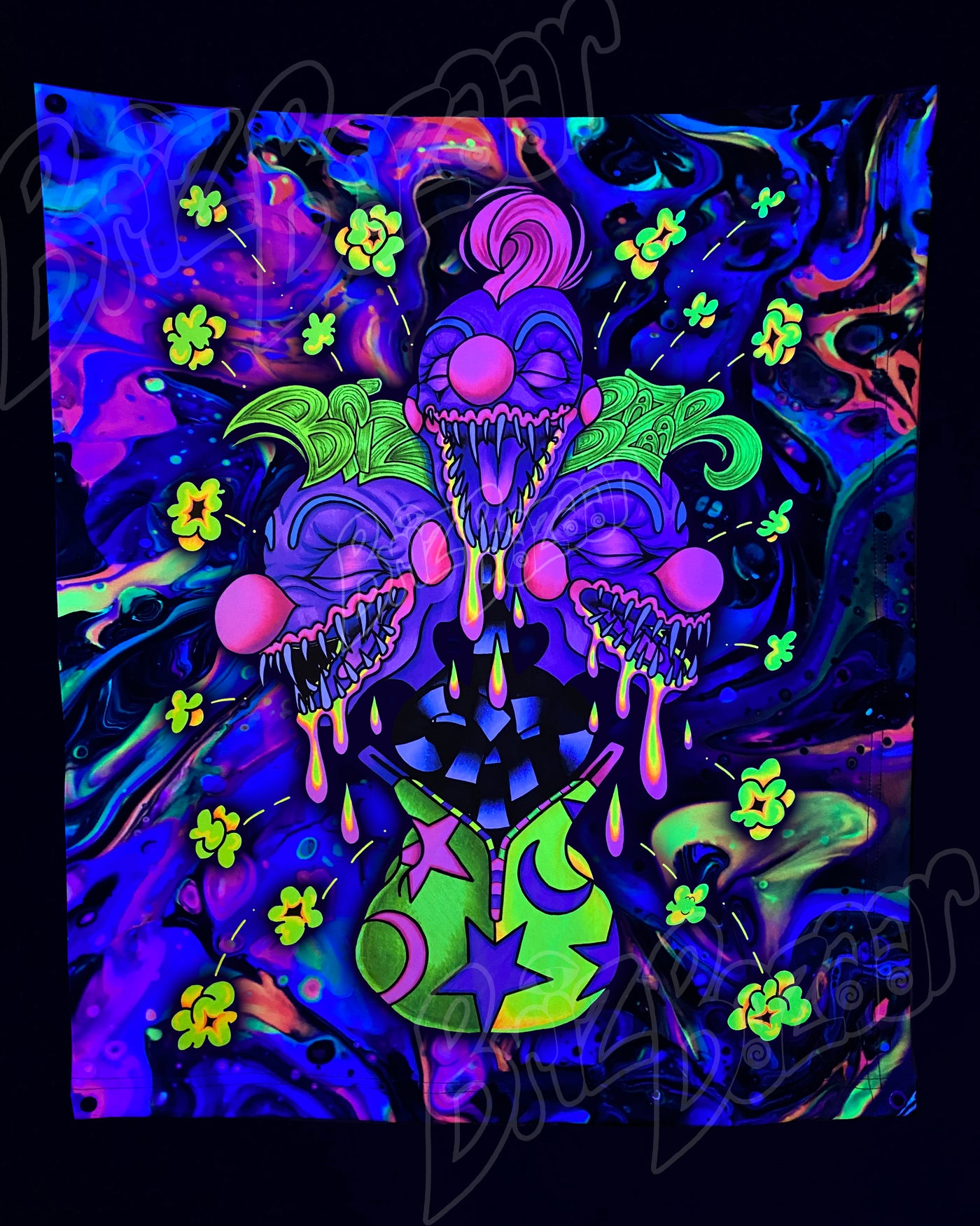 Custom Fluid UV Tapestry of Kosmic Klownz