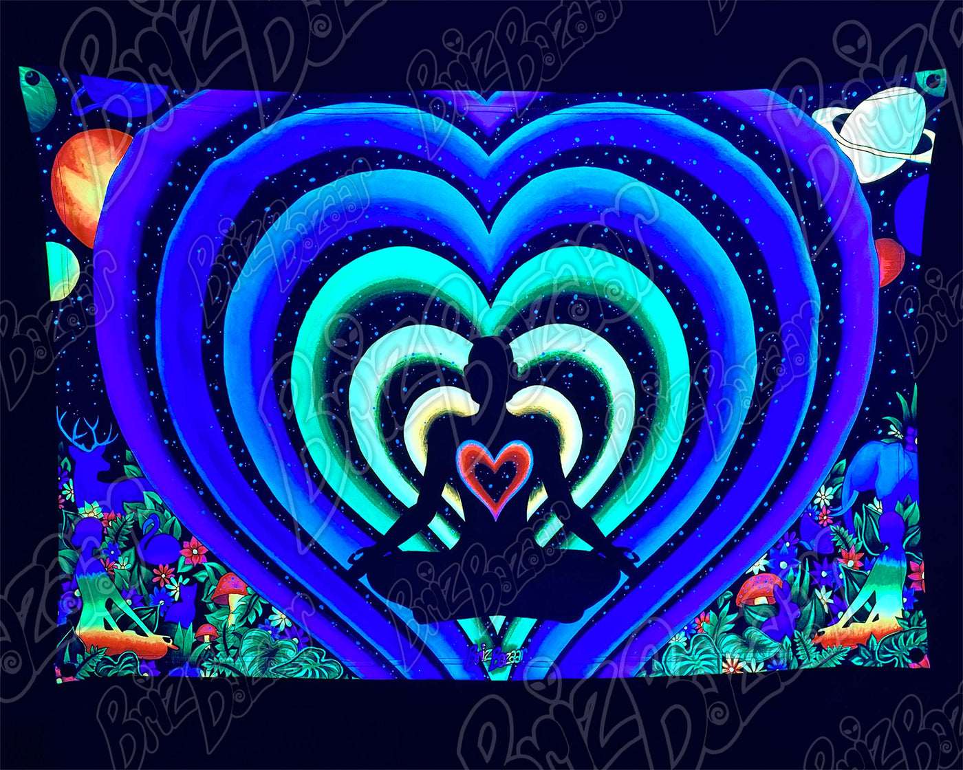 Blacklight Reactive Tapestry of LOVE'S CONNECTION