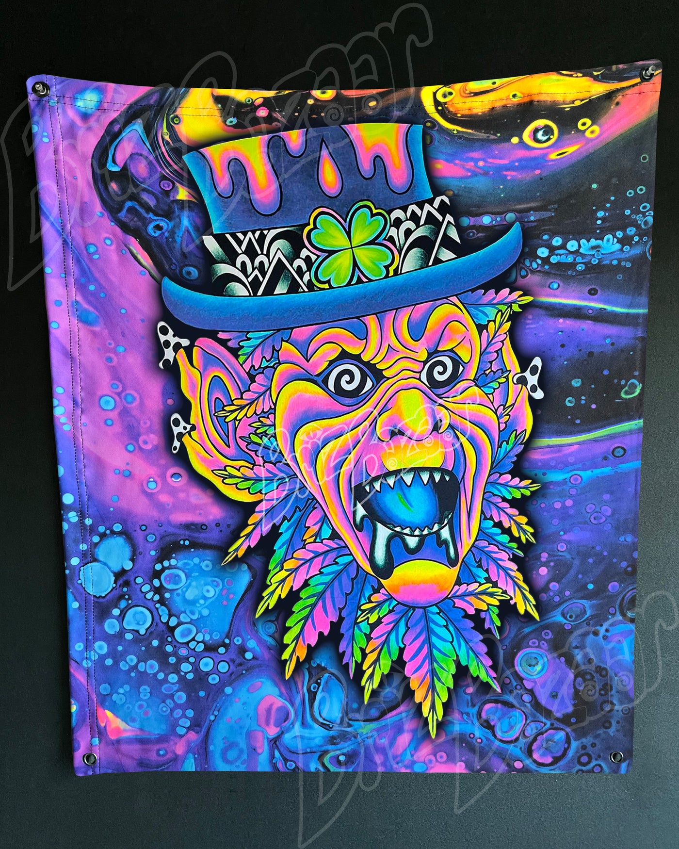 Custom Fluid UV Tapestry of Leprezaar