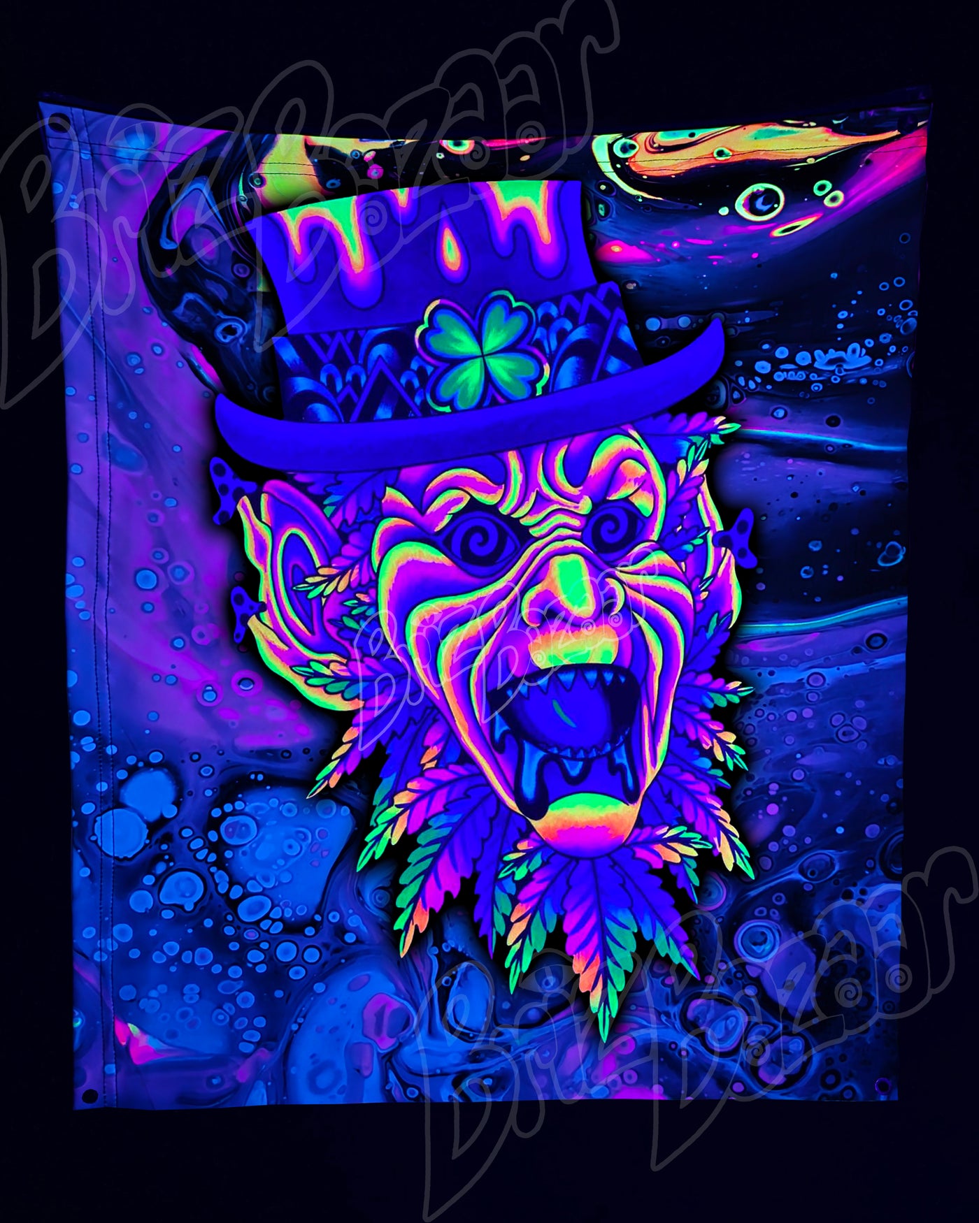 Custom Fluid UV Tapestry of Leprezaar