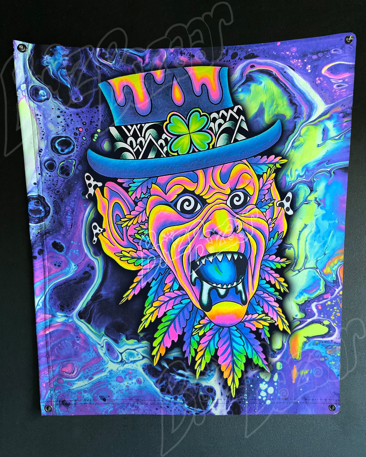 Custom Fluid UV Tapestry of Leprezaar