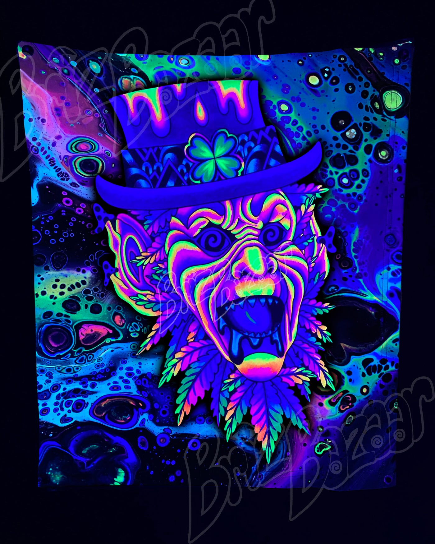 Custom Fluid UV Tapestry of Leprezaar