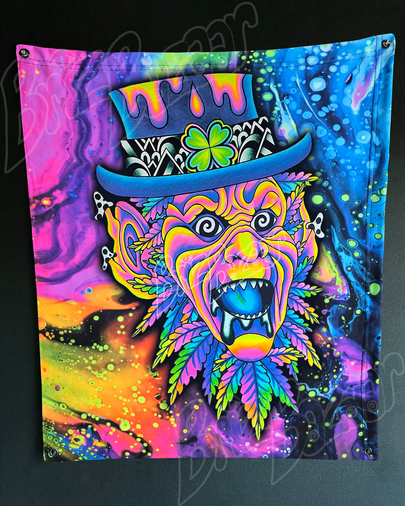 Custom Fluid UV Tapestry of Leprezaar