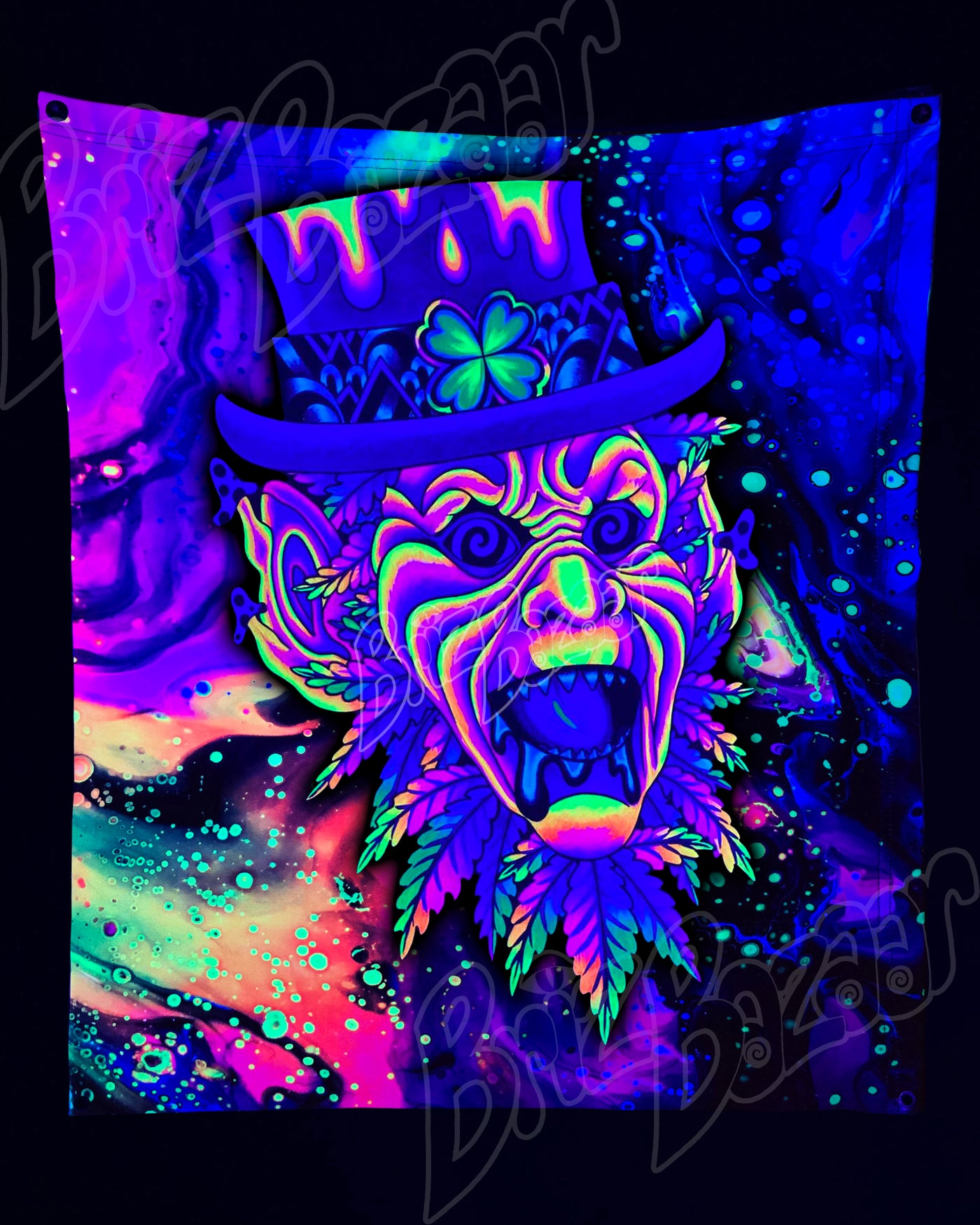 Custom Fluid UV Tapestry of Leprezaar