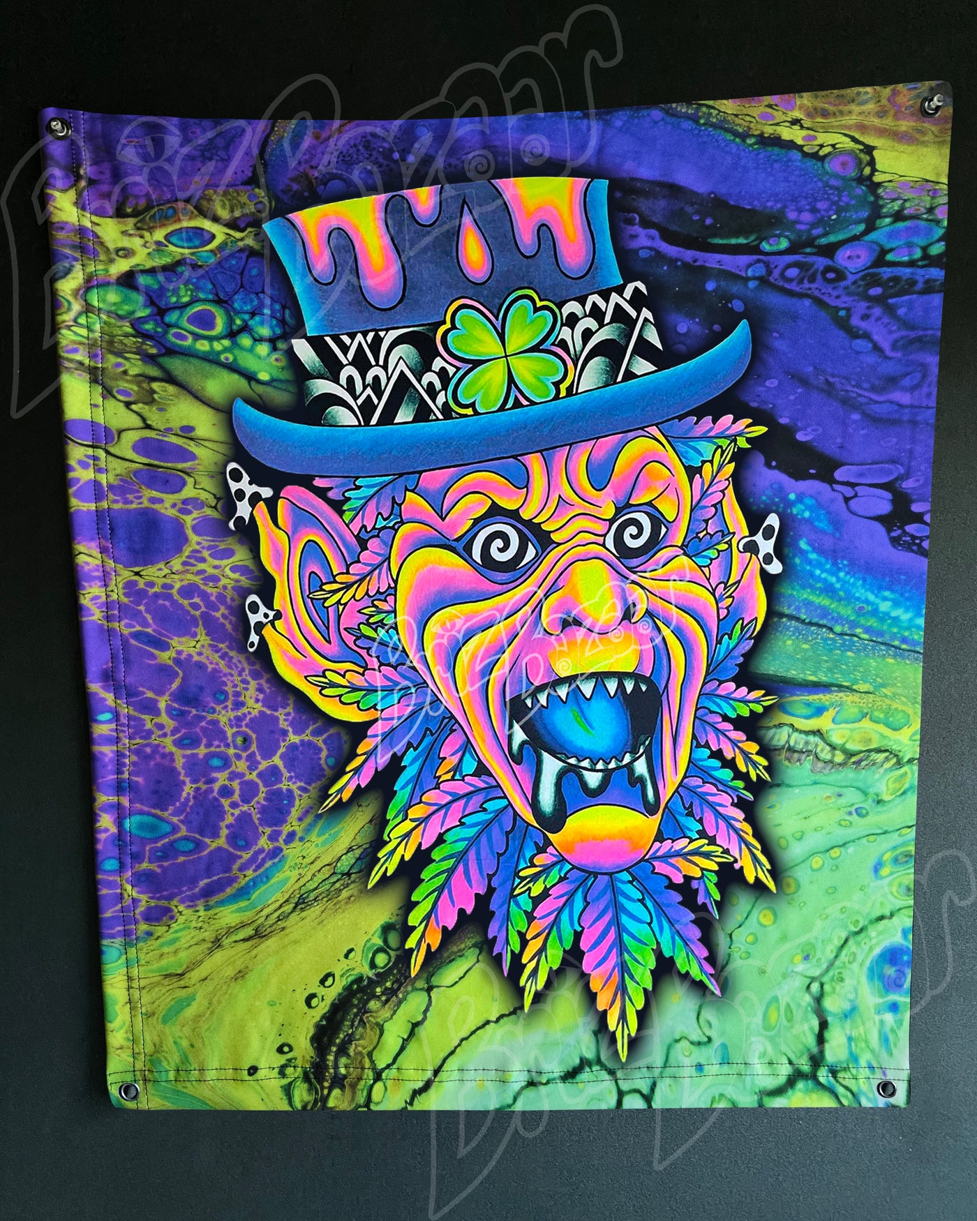 Custom Fluid UV Tapestry of Leprezaar
