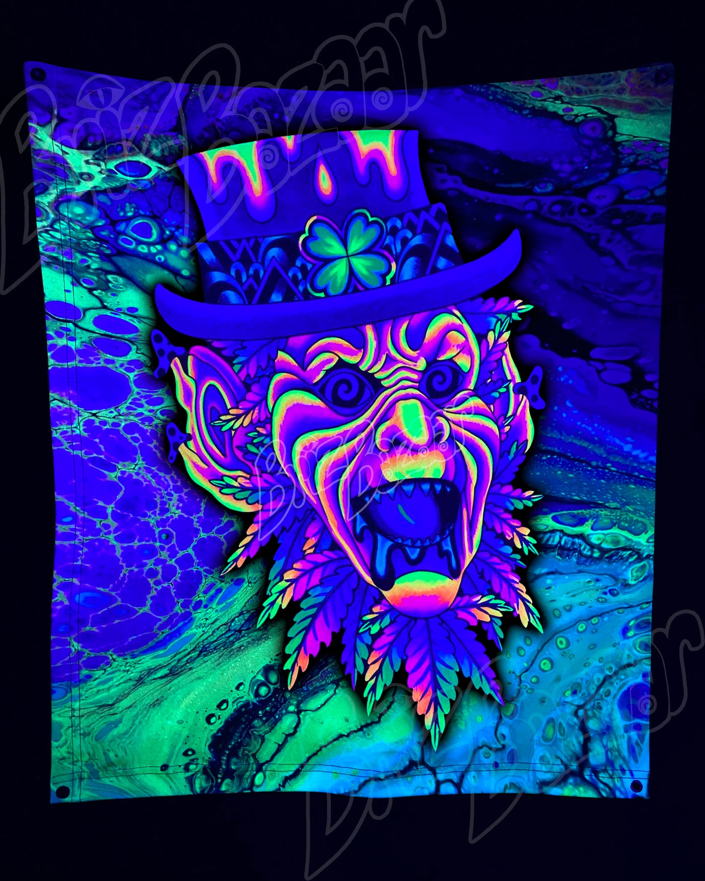 Custom Fluid UV Tapestry of Leprezaar