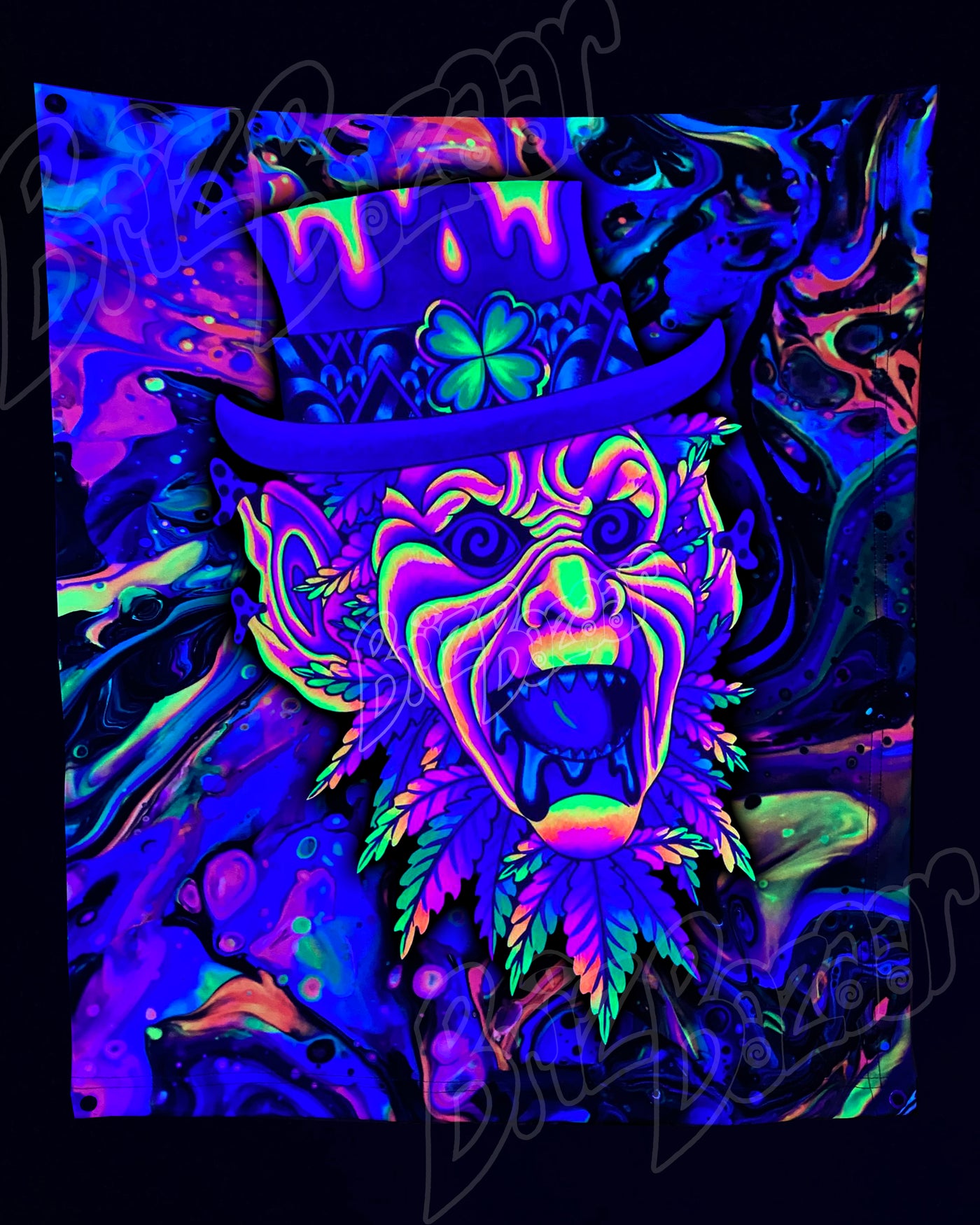 Custom Fluid UV Tapestry of Leprezaar