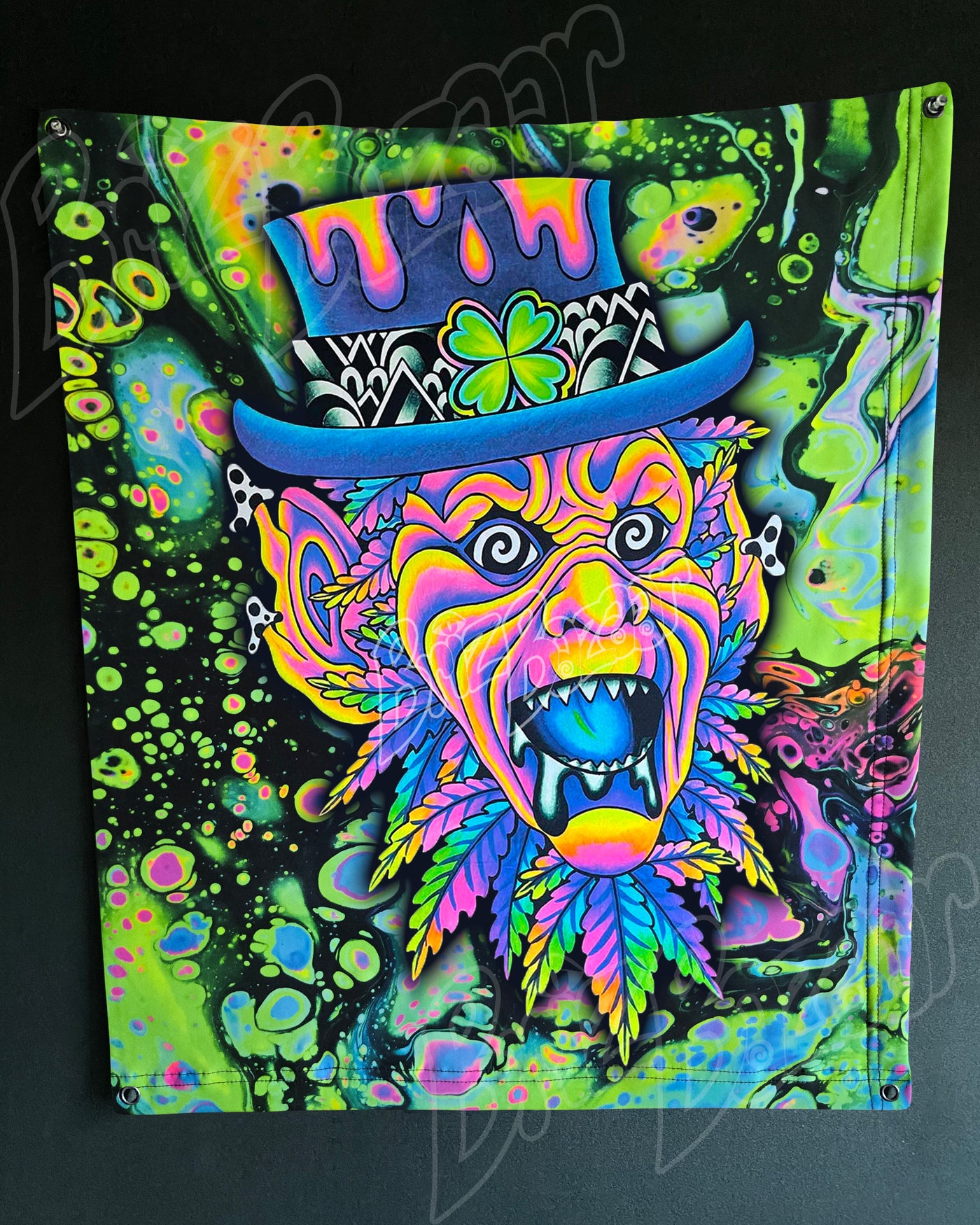 Custom Fluid UV Tapestry of Leprezaar