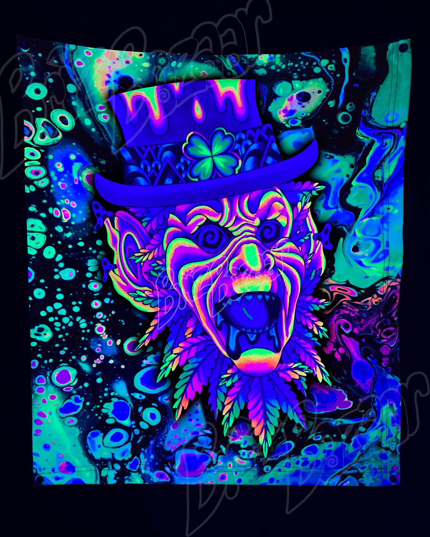 Custom Fluid UV Tapestry of Leprezaar