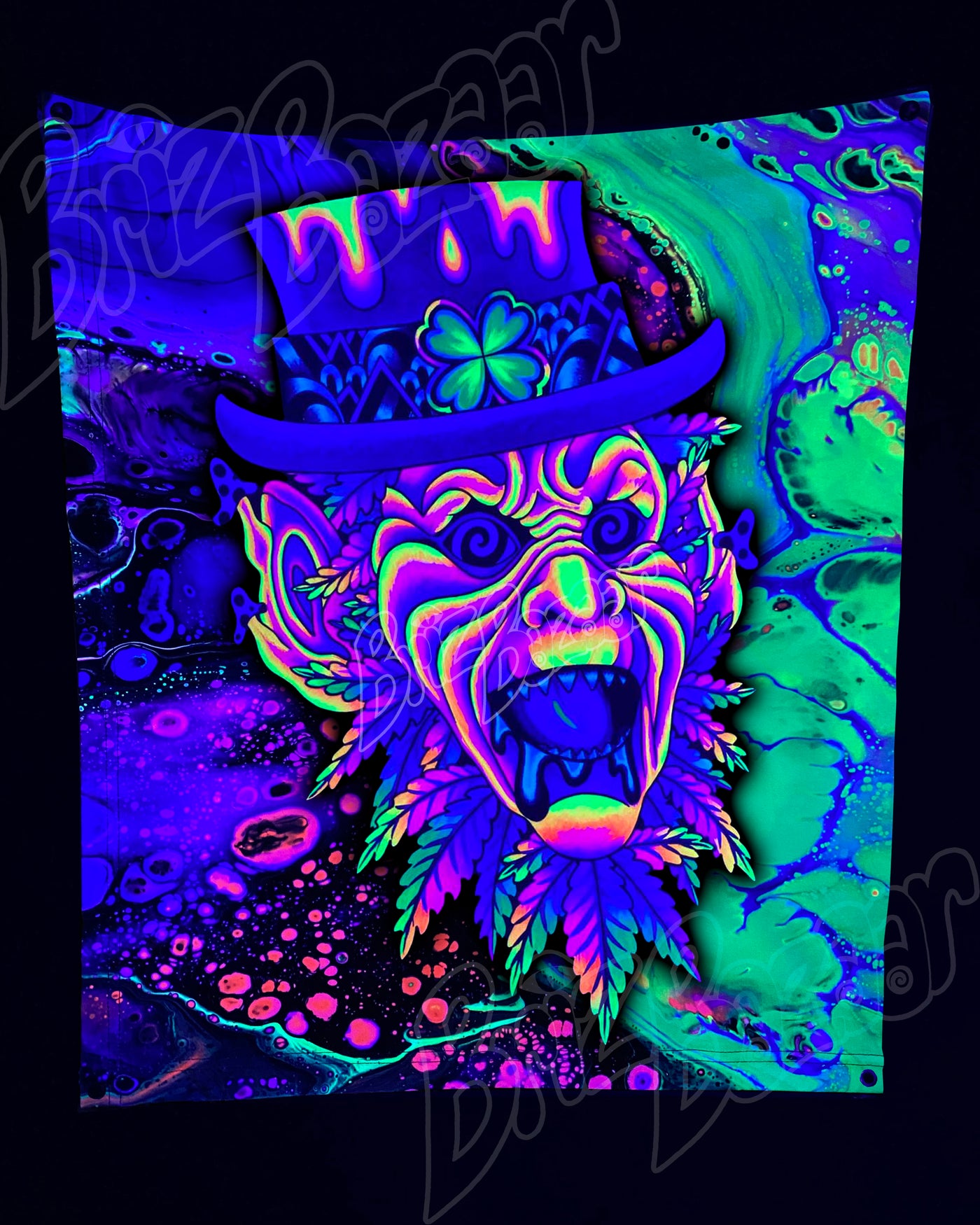 Custom Fluid UV Tapestry of Leprezaar