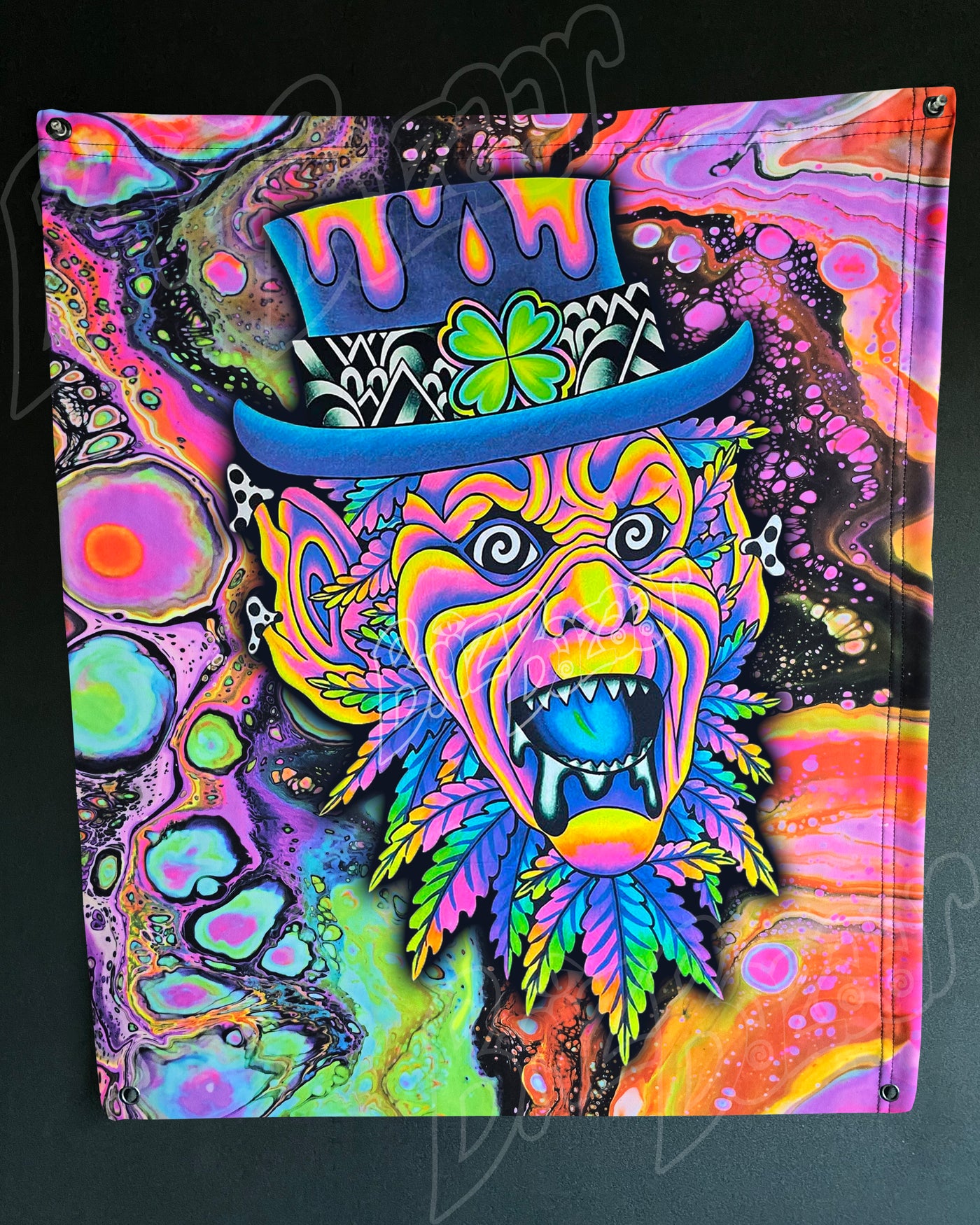 Custom Fluid UV Tapestry of Leprezaar