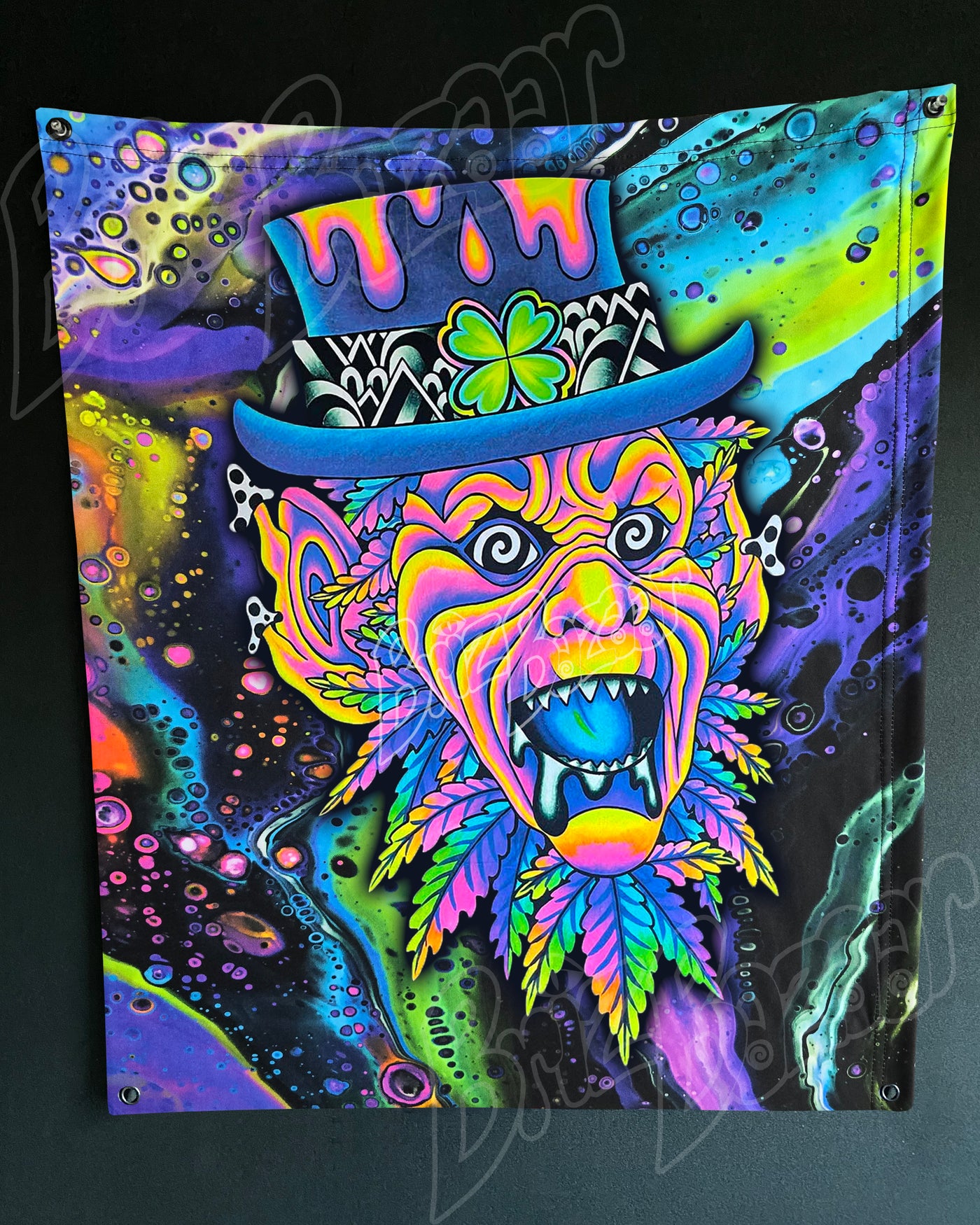 Custom Fluid UV Tapestry of Leprezaar