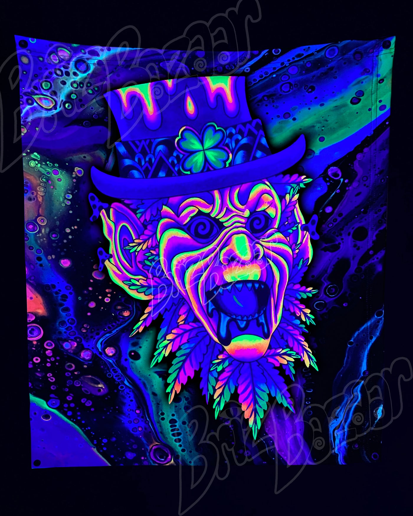 Custom Fluid UV Tapestry of Leprezaar
