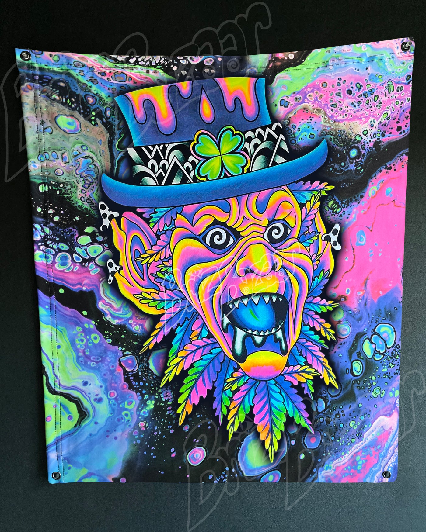 Custom Fluid UV Tapestry of Leprezaar