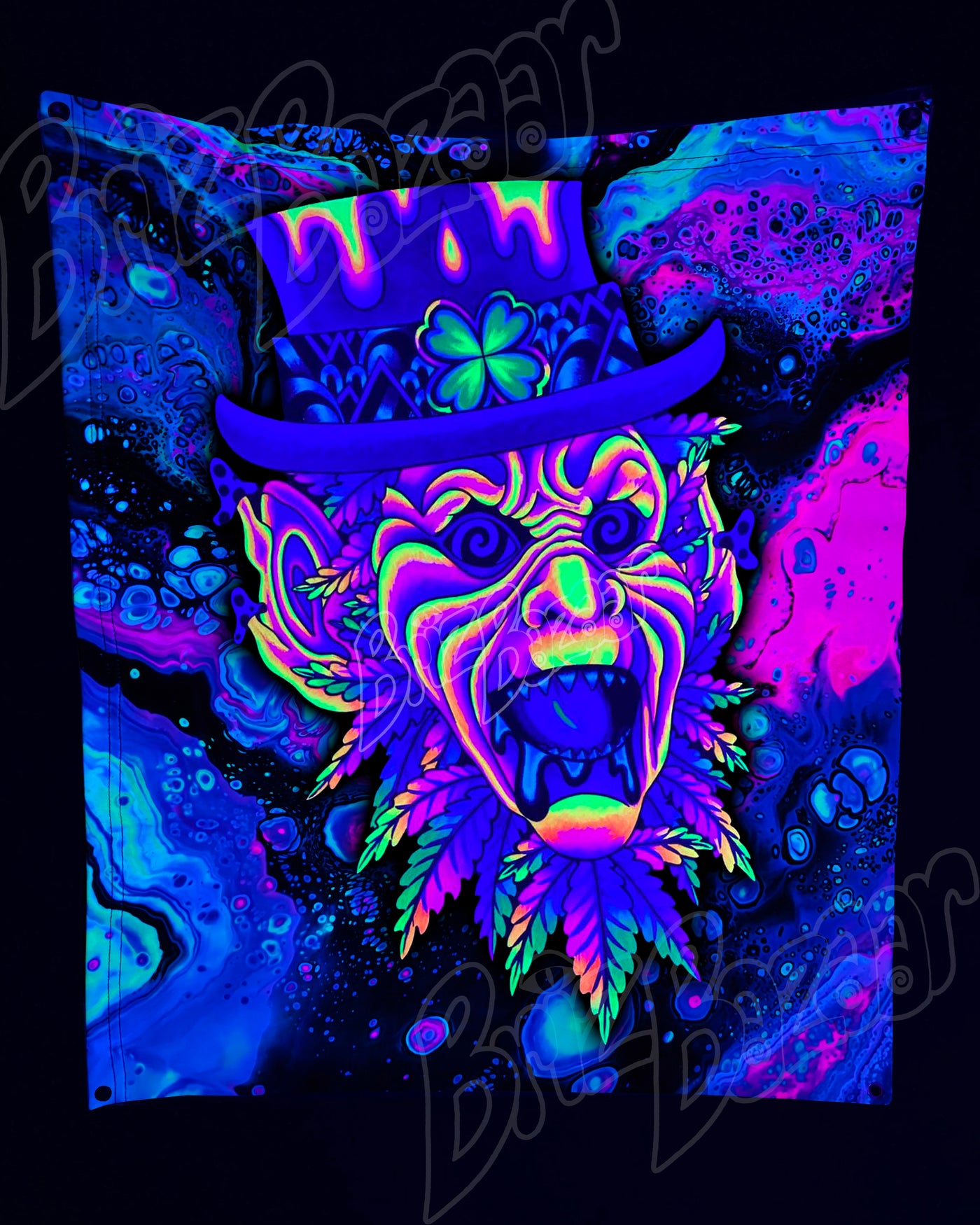 Custom Fluid UV Tapestry of Leprezaar