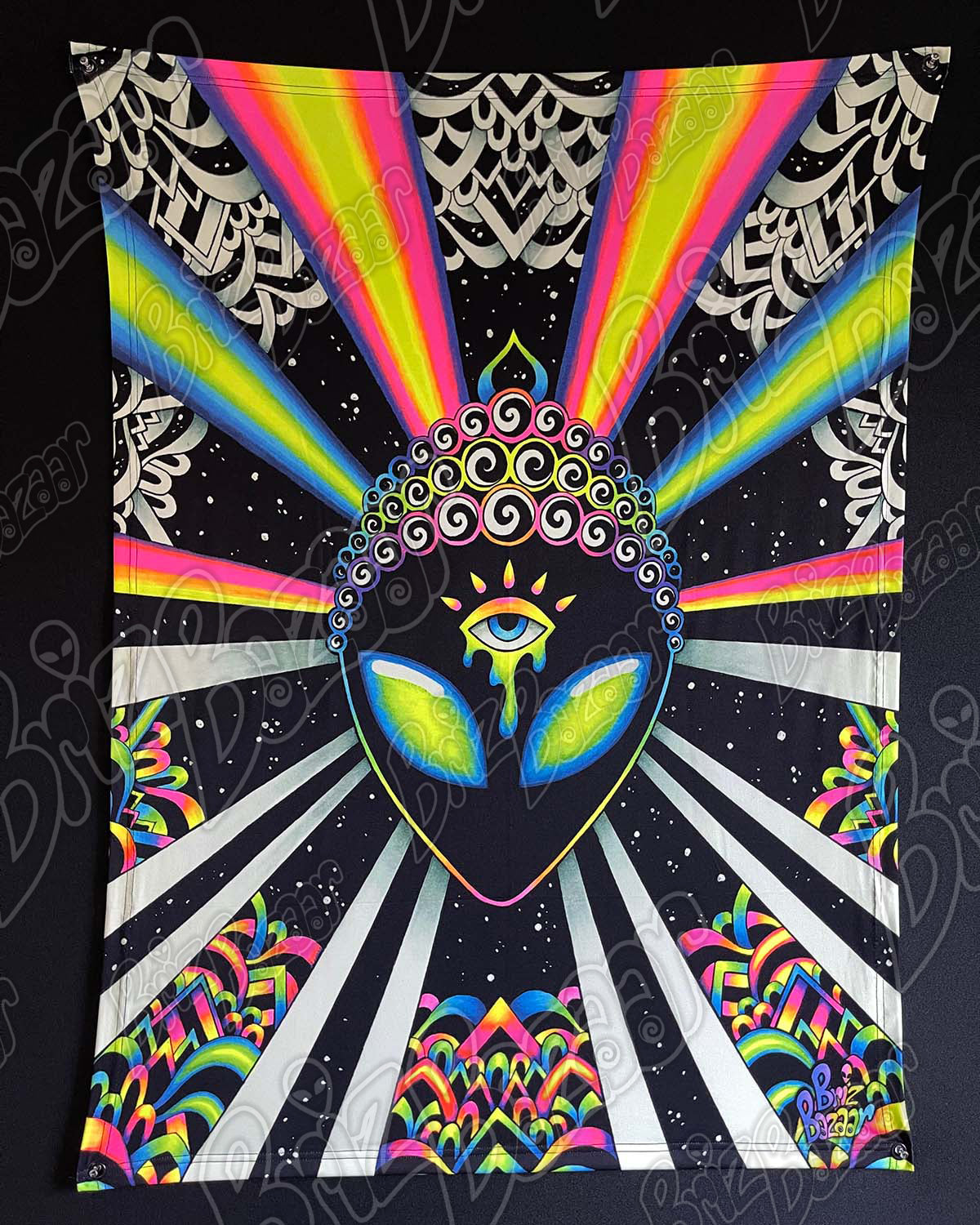 Blacklight Reactive Tapestry of PSY VIBEZ
