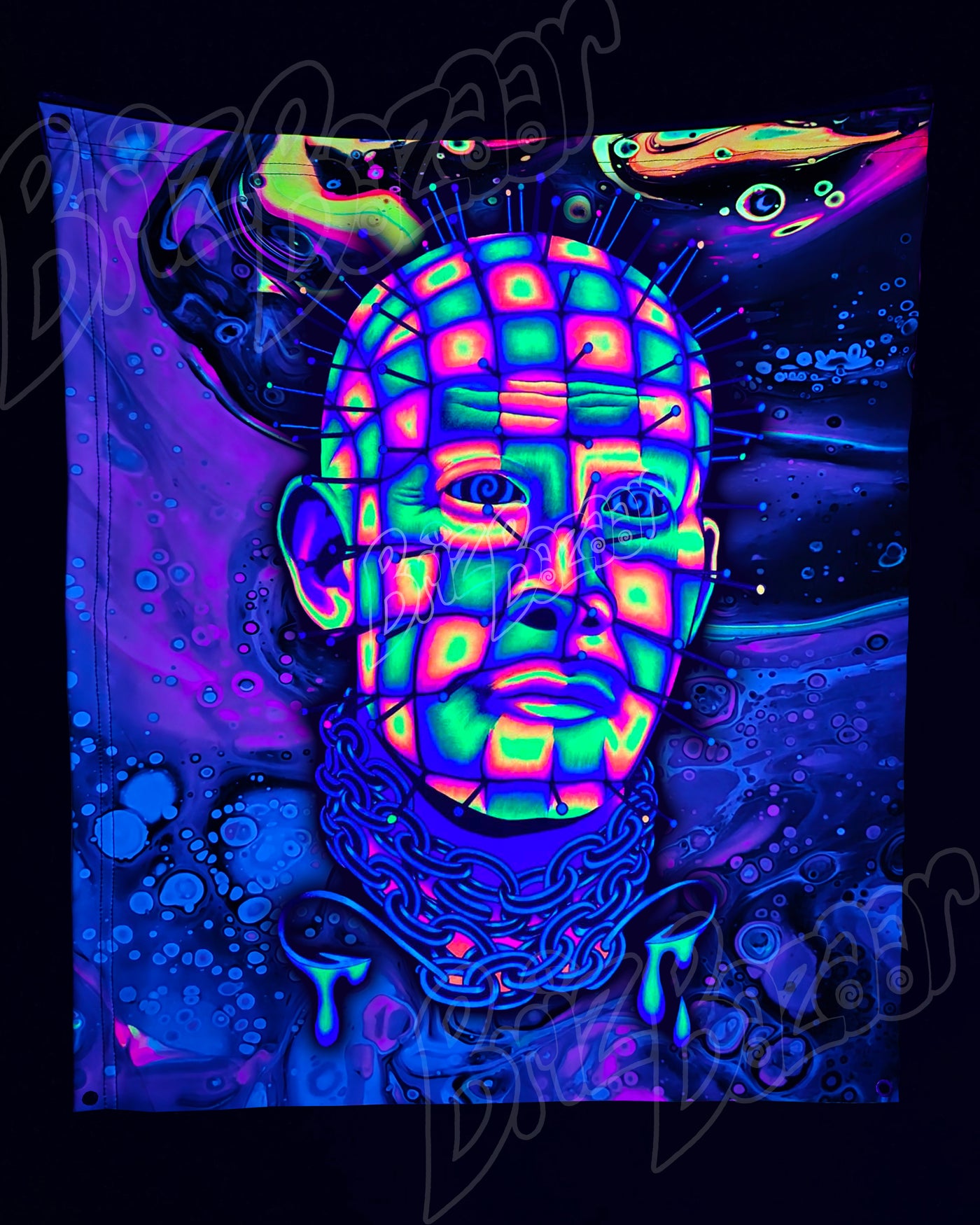 Custom Fluid UV Tapestry of Hellraver