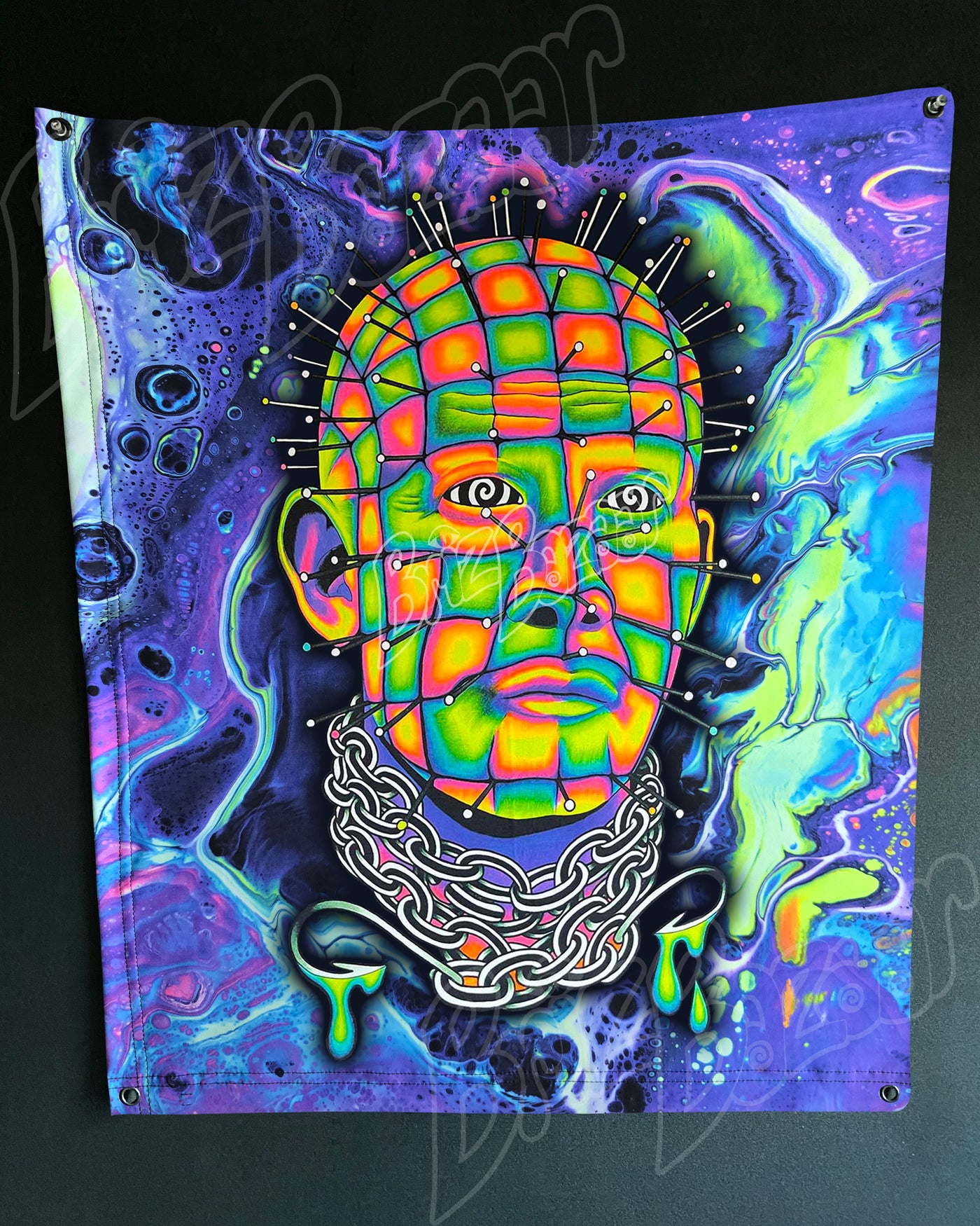 Custom Fluid UV Tapestry of Hellraver