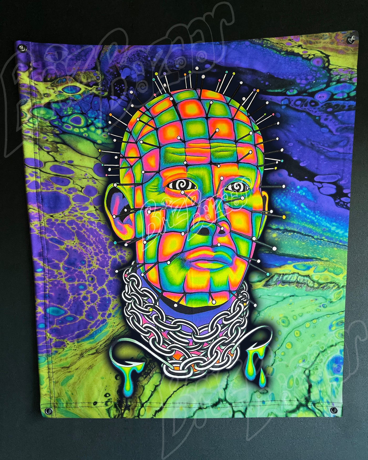 Custom Fluid UV Tapestry of Hellraver