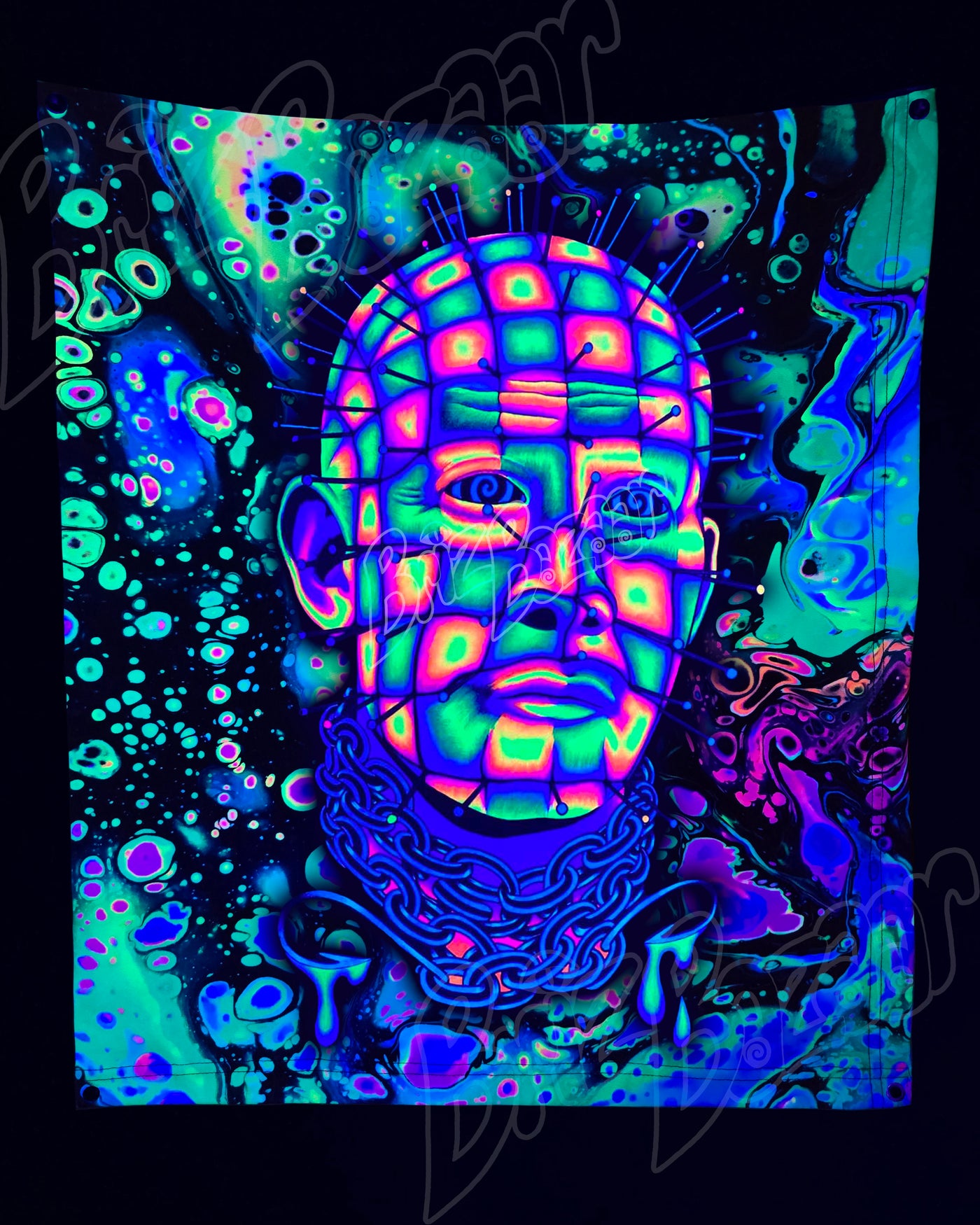 Custom Fluid UV Tapestry of Hellraver
